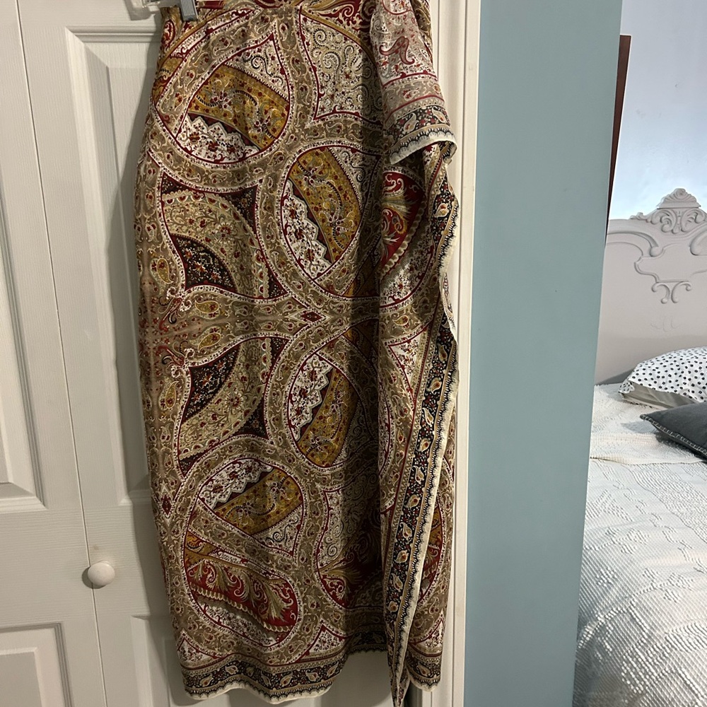 Emanuel Ungaro Red and Gold Silk Wrap Skirt